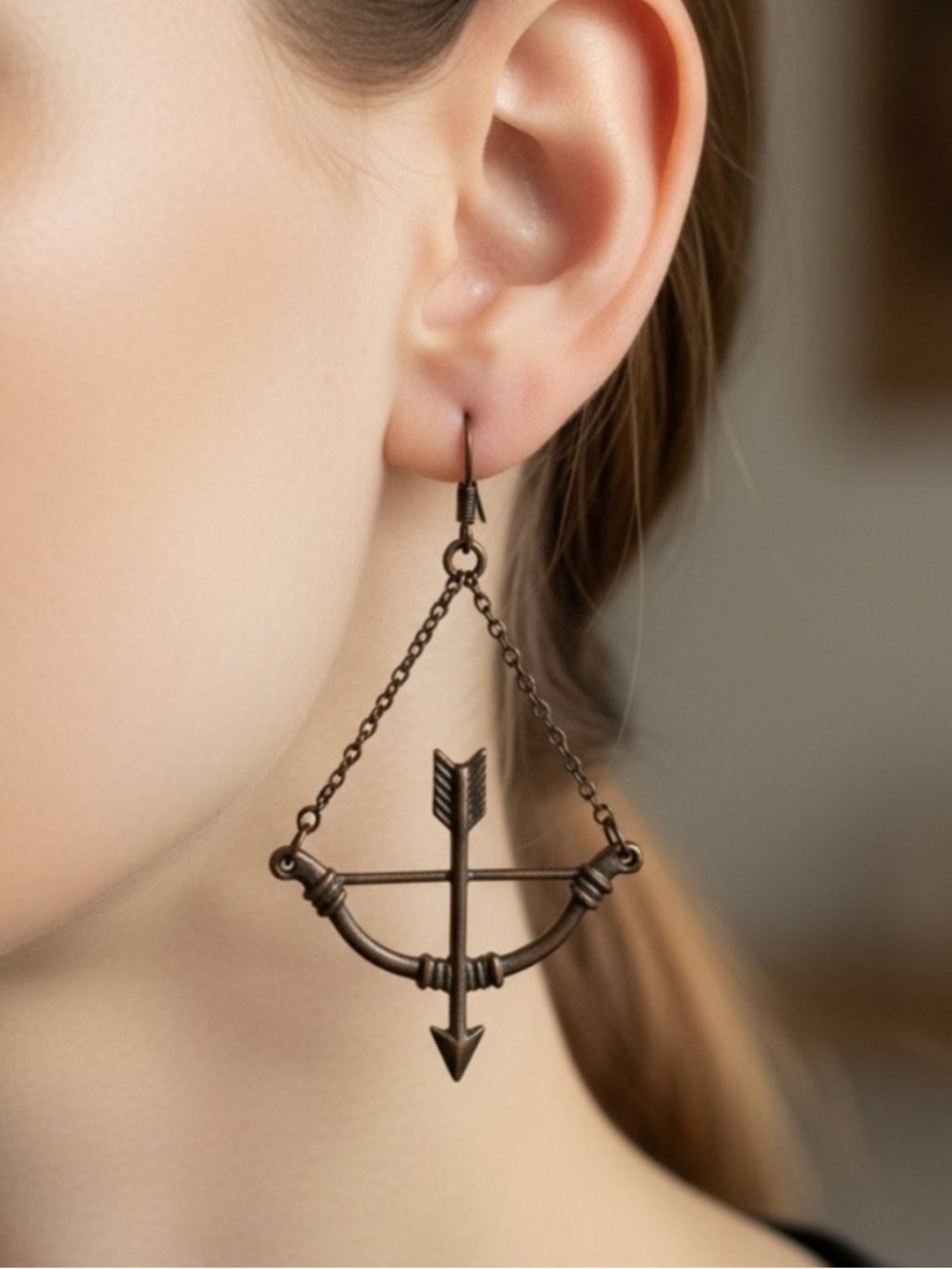 Zoetik Bow and Arrow Drop Earrings - Bronze, NWT